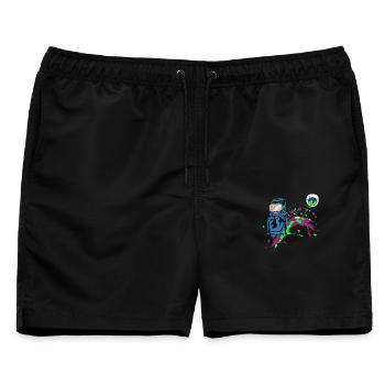 Neon Astronaut Party Design Spraykunst Blickfänger - Männer Badeshorts - Schwarz - Vorne - AI Model Male 178 light (178cm)