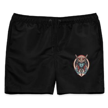 Samurai Gott - Männer Badeshorts - Schwarz - Vorne - AI Model Male 178 light (178cm)