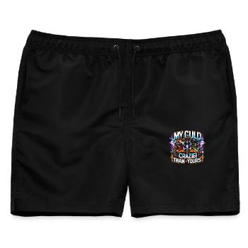 My Guild is Crazier than Yours - Männer Badeshorts - Schwarz - Vorne - AI Model Male 178 light (178cm)