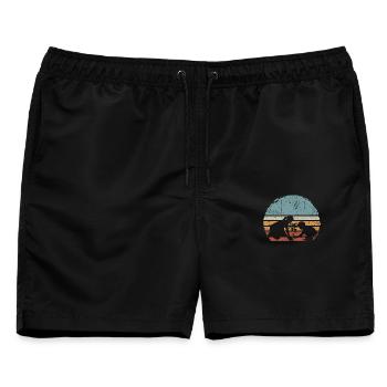 Sunset Silhouette Duo von Palm Tree - Männer Badeshorts - Schwarz - Vorne - AI Model Male 178 light (178cm)