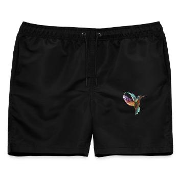 Fliegender chromatischer Kolibri - Männer Badeshorts - Schwarz - Vorne - AI Model Male 178 light (178cm)