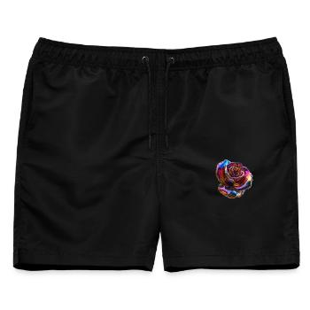 Irisierende Regenbogenrose - Männer Badeshorts - Schwarz - Vorne - AI Model Male 178 light (178cm)