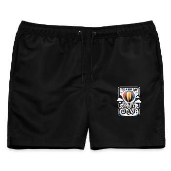 It's a Good Day for a Good Day - Heißluftballon - Männer Badeshorts - Schwarz - Vorne - AI Model Male 178 light (178cm)