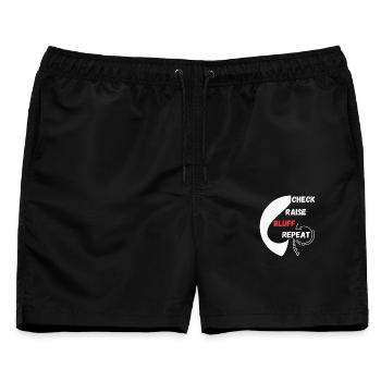 Repeat Poker "Schach, Raise, Bluff, Repeat" - Männer Badeshorts - Schwarz - Vorne - AI Model Male 178 light (178cm)