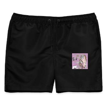 Lehrstuhl für Reflexionen Glitched - Männer Badeshorts - Schwarz - Vorne - AI Model Male 178 light (178cm)