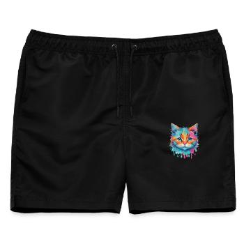 Niedliche Katze - Männer Badeshorts - Schwarz - Vorne - AI Model Male 178 light (178cm)