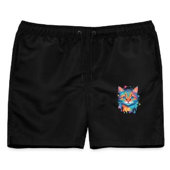 Niedliche Katze - Männer Badeshorts - Schwarz - Vorne - AI Model Male 178 light (178cm)