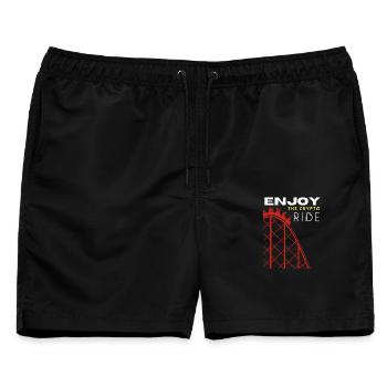 Krypto-Fahrt Achterbahnfahrt - Männer Badeshorts - Schwarz - Vorne - AI Model Male 178 light (178cm)