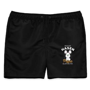 Bester Hasenpapa Süßes Kaninchen Häschen Spruch - Männer Badeshorts - Schwarz - Vorne - AI Model Male 178 light (178cm)