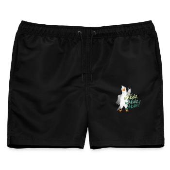 moin, Norddeutscher Gruss, hallo auf Norddeutsch - Männer Badeshorts - Schwarz - Vorne - AI Model Male 178 light (178cm)