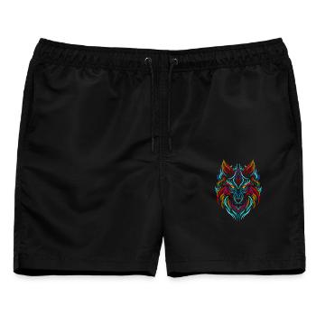 Wolf Tattoo Bunt - Männer Badeshorts - Schwarz - Vorne - AI Model Male 178 light (178cm)