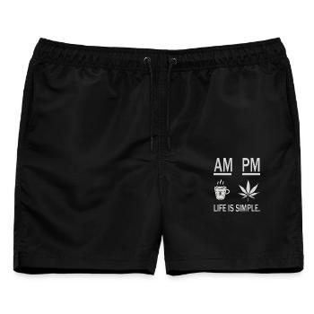 Kaffee und Gras - Männer Badeshorts - Schwarz - Vorne - AI Model Male 178 light (178cm)