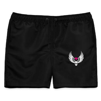 Totenschädel gebrochenes Herz Anti Valentinstag - Männer Badeshorts - Schwarz - Vorne - AI Model Male 178 light (178cm)