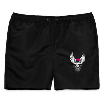 Totenschädel gebrochenes Herz Anti Valentinstag - Männer Badeshorts - Schwarz - Vorne - AI Model Male 178 light (178cm)