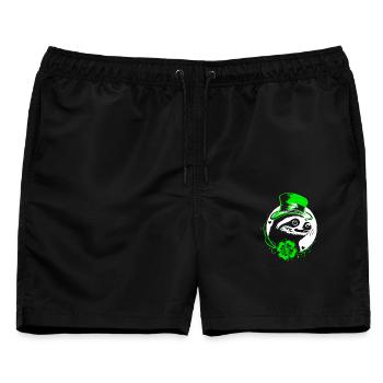 Faultier St Patricks Day mit Klee und Hut - Männer Badeshorts - Schwarz - Vorne - AI Model Male 178 light (178cm)