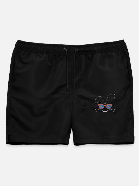 Osterhase lustig mit Sonnenbrille funny Bunny - Männer Badeshorts - Schwarz