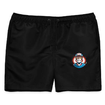 Rennfahrer mit Helm - Männer Badeshorts - Schwarz - Vorne - AI Model Male 178 light (178cm)