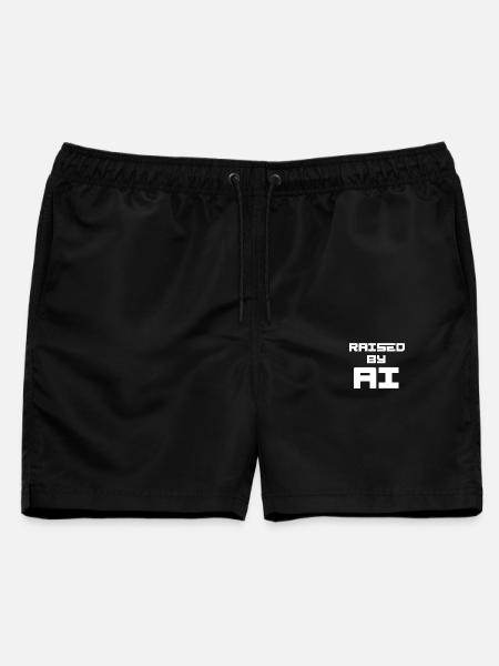 RAISED BY AI - Männer Badeshorts - Schwarz