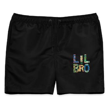 LIL BRO - Bruder -Kleiner Bruder - Partnerlook - Männer Badeshorts - Schwarz - Vorne - AI Model Male 178 light (178cm)