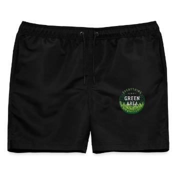 denglisch sprüche everything in the green area - Männer Badeshorts - Schwarz - Vorne - AI Model Male 178 light (178cm)