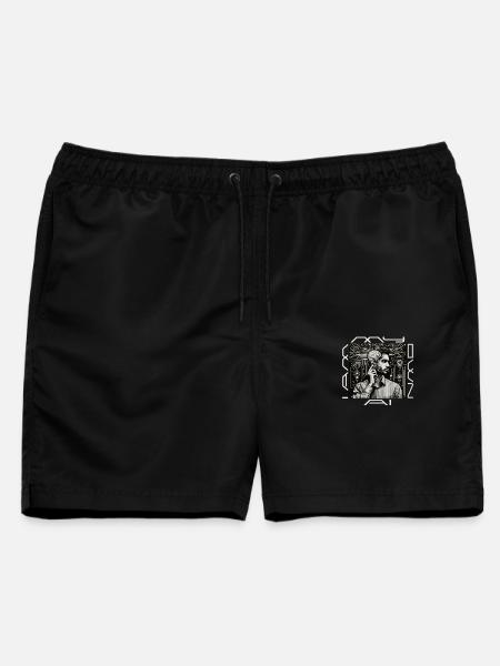 Kopfwerk: Geist trifft Code - Männer Badeshorts - Schwarz