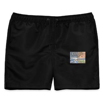 Jahreszeiten der Gelassenheit: Eine Harmonie im Kontrast - Männer Badeshorts - Schwarz - Vorne - AI Model Male 178 light (178cm)
