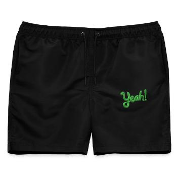 Yeah ✅ Bin motiviert! Yes-Funktion Design - Männer Badeshorts - Schwarz - Vorne - AI Model Male 178 light (178cm)