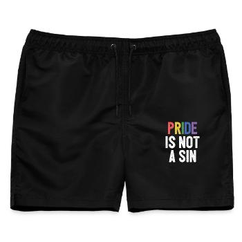 LGBTQ Pride Month - Pride ist keine Sünde - Männer Badeshorts - Schwarz - Vorne - AI Model Male 178 light (178cm)