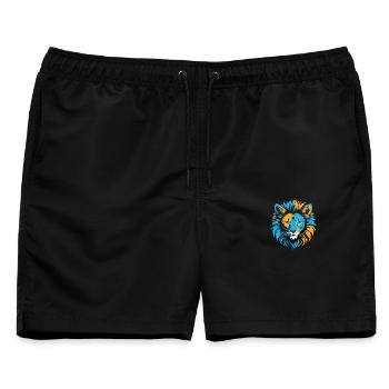 Farbenfroher Löwenkopf-Ikone - Männer Badeshorts - Schwarz - Vorne - AI Model Male 178 light (178cm)