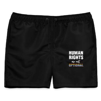 LGBT Pride Month - Menschenrechte sind nicht optional - Männer Badeshorts - Schwarz - Vorne - AI Model Male 178 light (178cm)