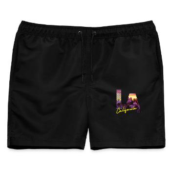 Los Angeles California - Männer Badeshorts - Schwarz - Vorne - AI Model Male 178 light (178cm)