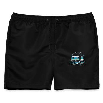 Camping Caravan Wald - Männer Badeshorts - Schwarz - Vorne - AI Model Male 178 light (178cm)