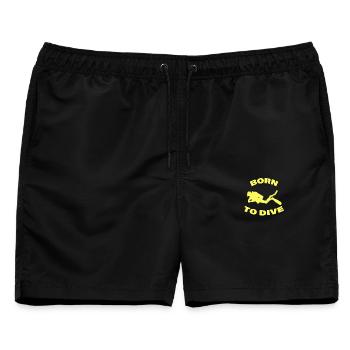 BORN TO DIVE - Männer Badeshorts - Schwarz - Vorne - AI Model Male 178 light (178cm)