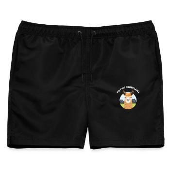Not my probllama - Mürrisches Lama - Männer Badeshorts - Schwarz - Vorne - AI Model Male 178 light (178cm)