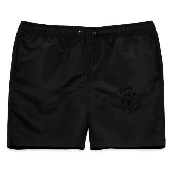 hurra die gams alm berg hüttengaudi party - Männer Badeshorts - Schwarz - Vorne - AI Model Male 178 light (178cm)