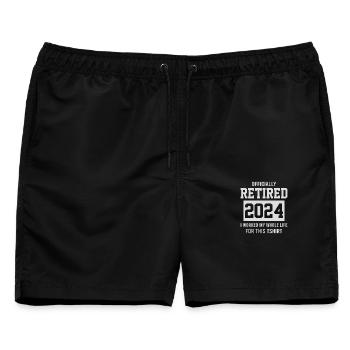 Offizieller Rentner 2024 - Männer Badeshorts - Schwarz - Vorne - AI Model Male 178 light (178cm)