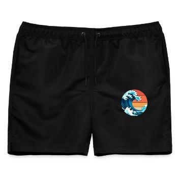 Japanische Welle - Männer Badeshorts - Schwarz - Vorne - AI Model Male 178 light (178cm)