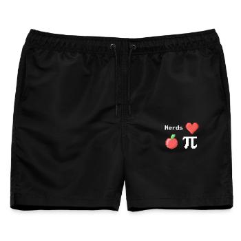 nerds love apple pi pie sprüche math pixel - Männer Badeshorts - Schwarz - Vorne - AI Model Male 178 light (178cm)