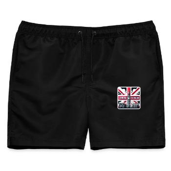 London is Calling - Männer Badeshorts - Schwarz - Vorne - AI Model Male 178 light (178cm)