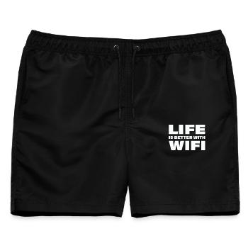 LIFE IS BETTER WITH WIFI - Männer Badeshorts - Schwarz - Vorne - AI Model Male 178 light (178cm)