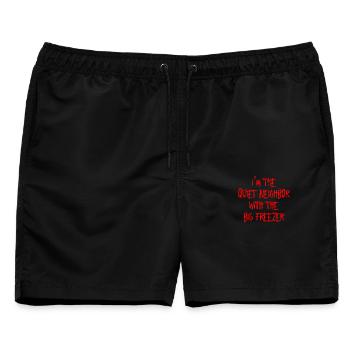 Im The Quiet Neighbor With The Big Freezer - Männer Badeshorts - Schwarz - Vorne - AI Model Male 178 light (178cm)