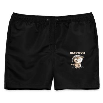 Drollige Nachteule Eule - Männer Badeshorts - Schwarz - Vorne - AI Model Male 178 light (178cm)