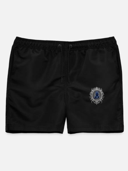 Sitzende katze, tribals, Rahmen, goth - Männer Badeshorts - Schwarz