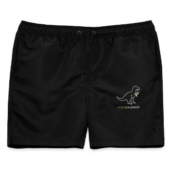 Vinosaurier mit Weinglas - Männer Badeshorts - Schwarz - Vorne - AI Model Male 178 light (178cm)