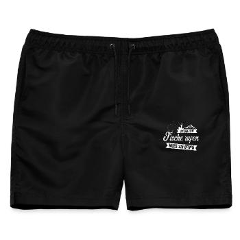 Wenn die Fische rufen muss ich gehen - Männer Badeshorts - Schwarz - Vorne - AI Model Male 178 light (178cm)