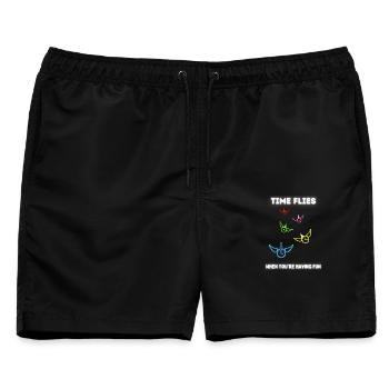 Die Zeit vergeht wie im Flug, wenn man Spaß hat. - Männer Badeshorts - Schwarz - Vorne - AI Model Male 178 light (178cm)