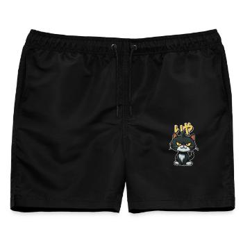 Angry Kitten says NOPE (in Japanese) - Männer Badeshorts - Schwarz - Vorne - AI Model Male 178 light (178cm)
