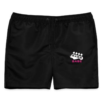 Bass Babe für Bassistinnen - Männer Badeshorts - Schwarz - Vorne - AI Model Male 178 light (178cm)