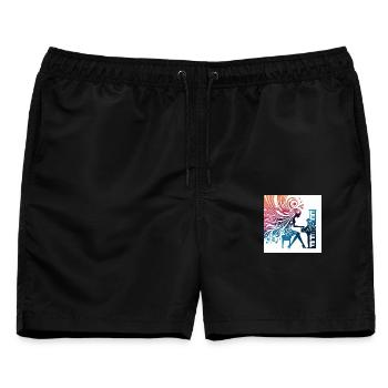 Frau am Klavier – Abstrakte Musikkunst - Männer Badeshorts - Schwarz - Vorne - AI Model Male 178 light (178cm)