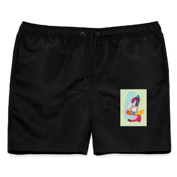 Abstrakte Farbflächen Komposition - Männer Badeshorts - Schwarz - Vorne - AI Model Male 178 light (178cm)